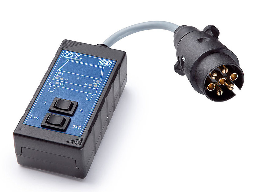 12V towing vehicle tester / tester for 7-pin trailer sockets
