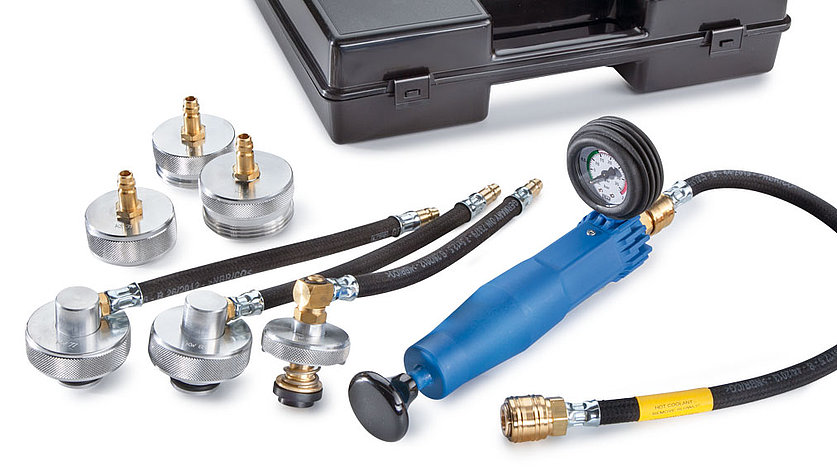 Cooling system test case for cars with 6 adapters
